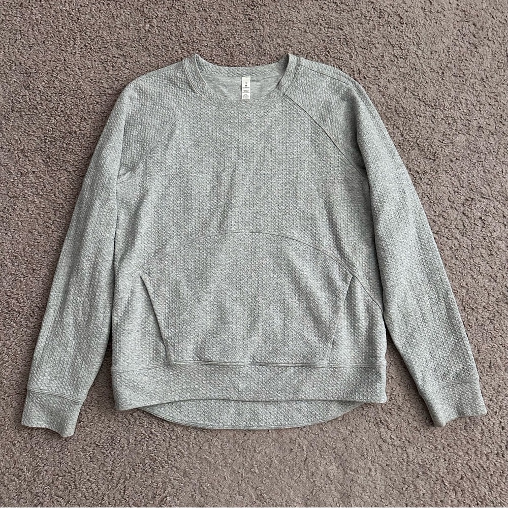 Lululemon Catch A Moment Crew Heathered Core Light Gray Sweatshirt Womens 10